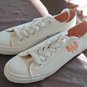 Converse White and Orange Canvas Sneakers